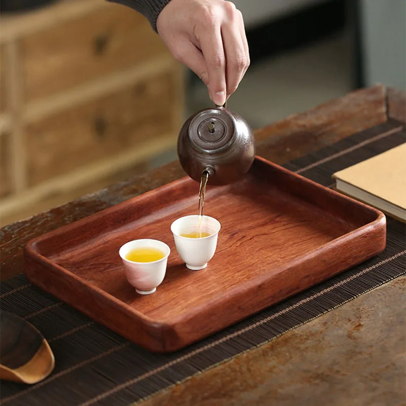 

Wood Creative Tray Rectangular Kung Fu Drainage Tea Ceremony Tray Japanese Style Serving Bandeja Madera Decorativa Serving Tray