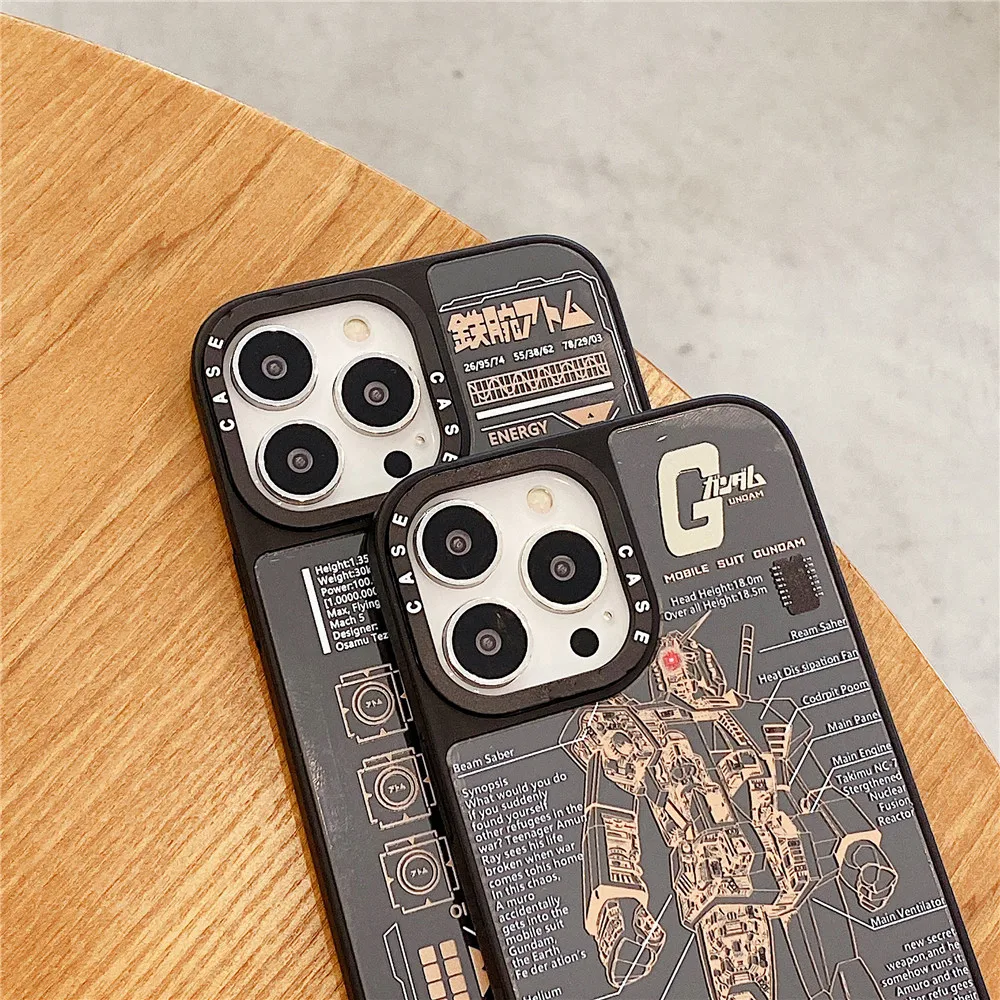 Японский аниме робот Гандам внутри попробуйте чехол для iPhone 13 12 11 14 Pro X XS Max XR 7 8 6 Plus Высокотехнологичный зеркальный чехол Funda on.