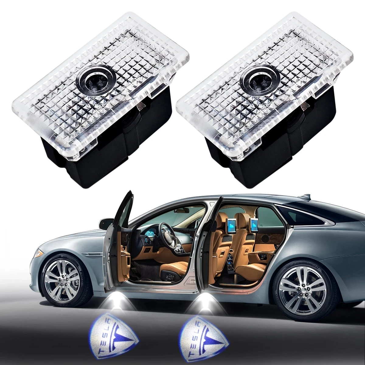 

2pcs Car Logo Welcome Light LED Laser Ghost Shadow Light For Tesla Model 3 X S Y Car Styling Tesla Projection Car Door Light