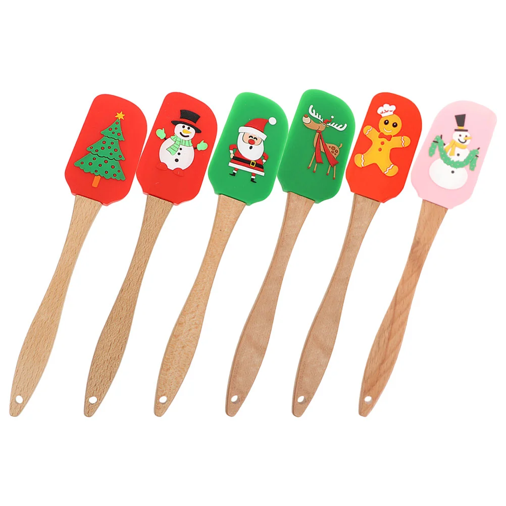 

6 Pcs Tool Cake Spatula Jar Scraper Pastry Long Silicone Spatulas Xmas Scraping