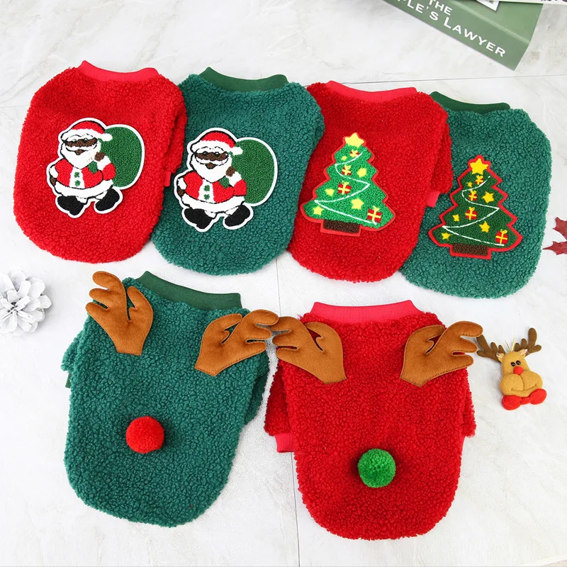 Dog Cat Fleece Costumes Christmas Pet Clothes Warm Dog Coat Cute Puppy Dog Dress Up Accessories Cosplay Outfit