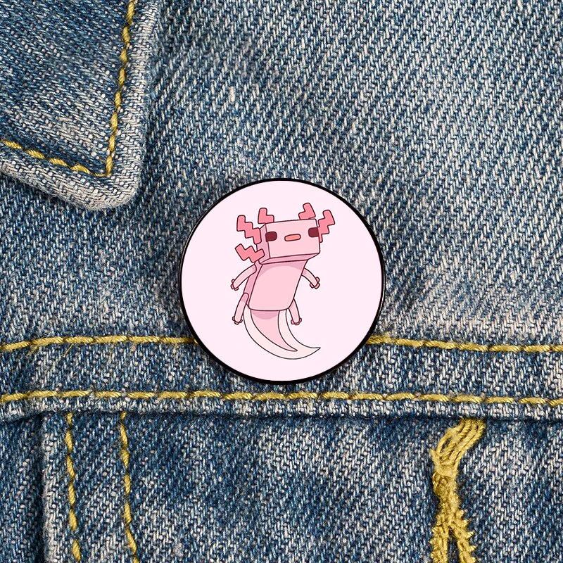 

Pixel Axolotl pattern Printed Pin Custom Funny Brooches Shirt Lapel Bag Cute Badge Cartoon enamel pins for Lover Girl Friends