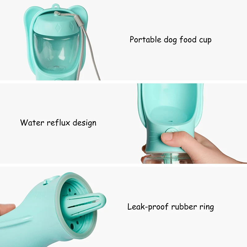 Портативная собачья бутылка для воды с пищевым контейнером прочный нетоксичный