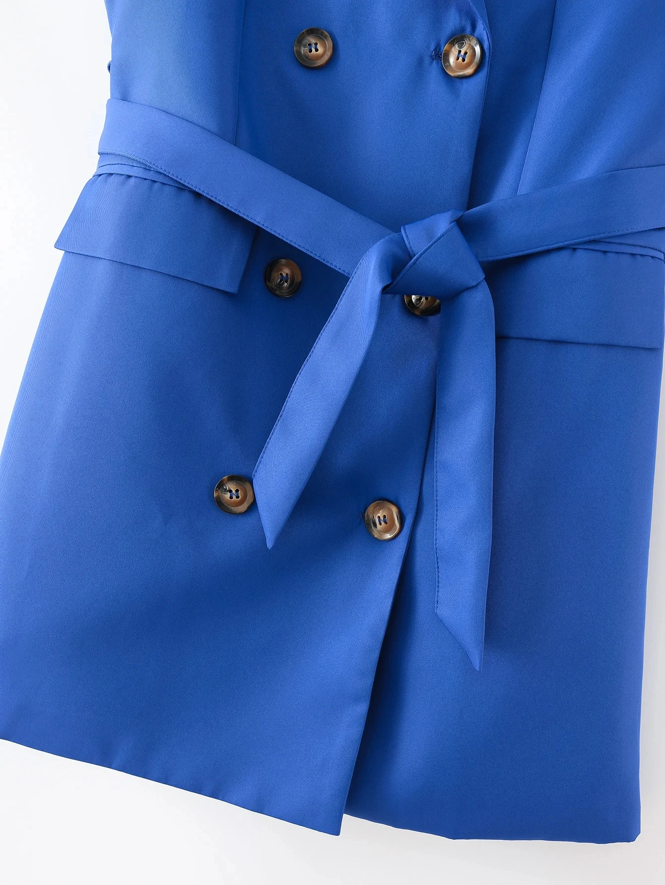 Maxdutti Royal Blue Double Breasted Sashes Vest Dress Women England Style Office Lady Fahsion Sleeveless Blazers
