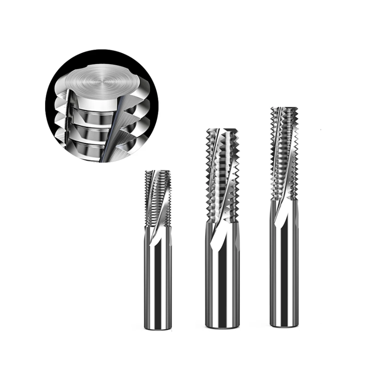 

1p Tungsten Roughing End Mill M3.5-M24 3/4 Flute CNC Router Bit Carbide Fine Coarse Thread Milling Bit Aluminum Machining Cutter