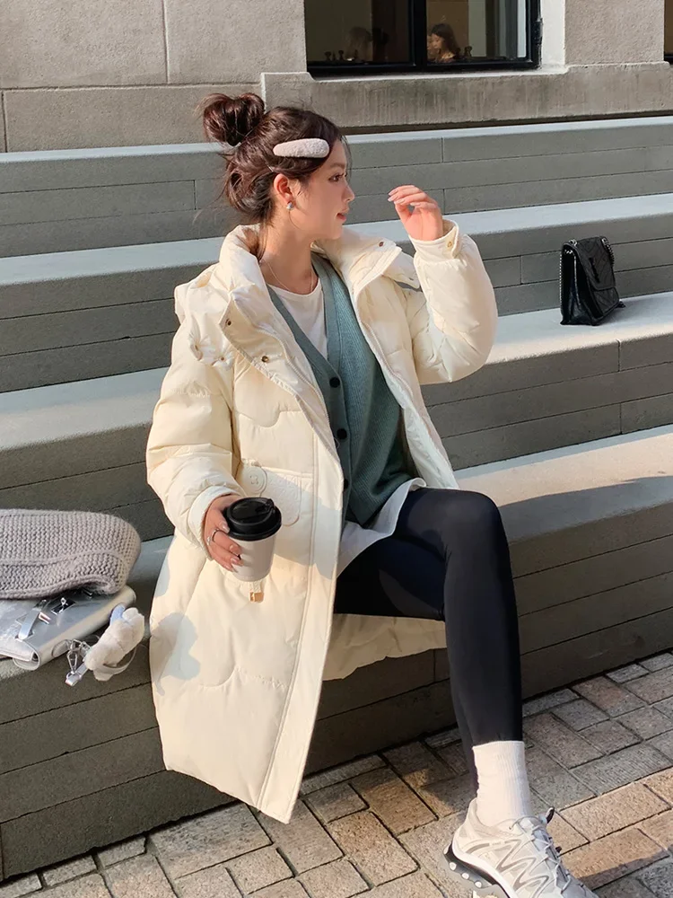 Новинка 2024 Длинные парки Vielleicht женская теплая зимняя куртка на белом утином пуху