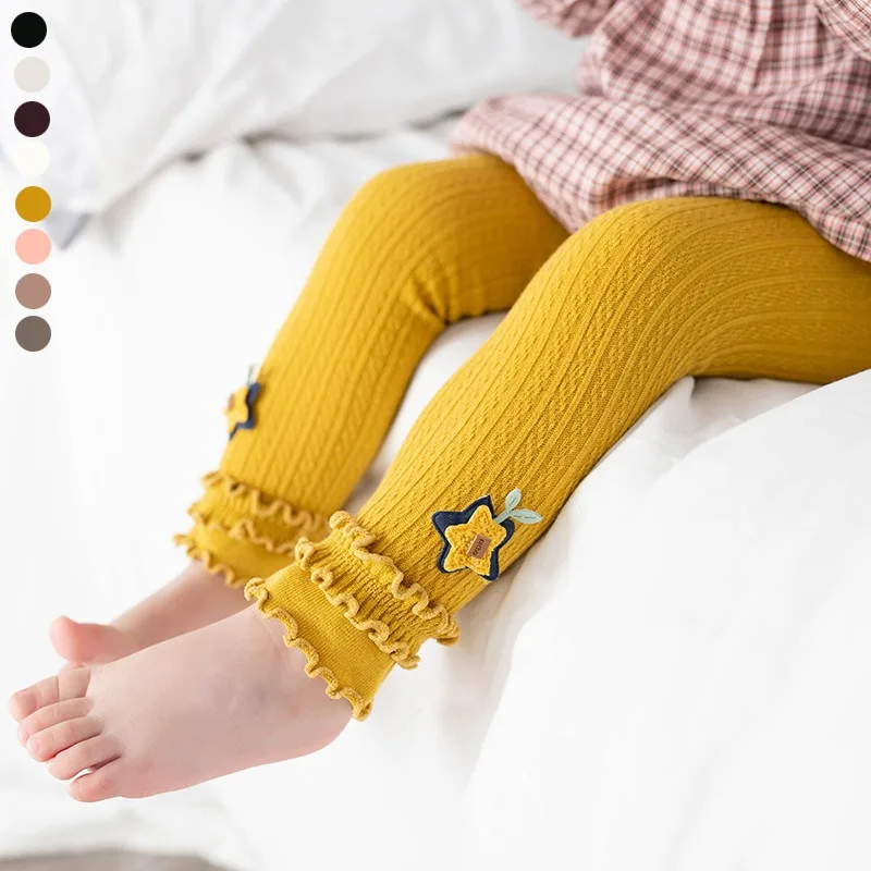 

Весенне-осенние леггинсы для маленьких мальчиков и девочек, однотонные носки в рубчик с мультяшным рисунком, чулки, колготки, детские брюки