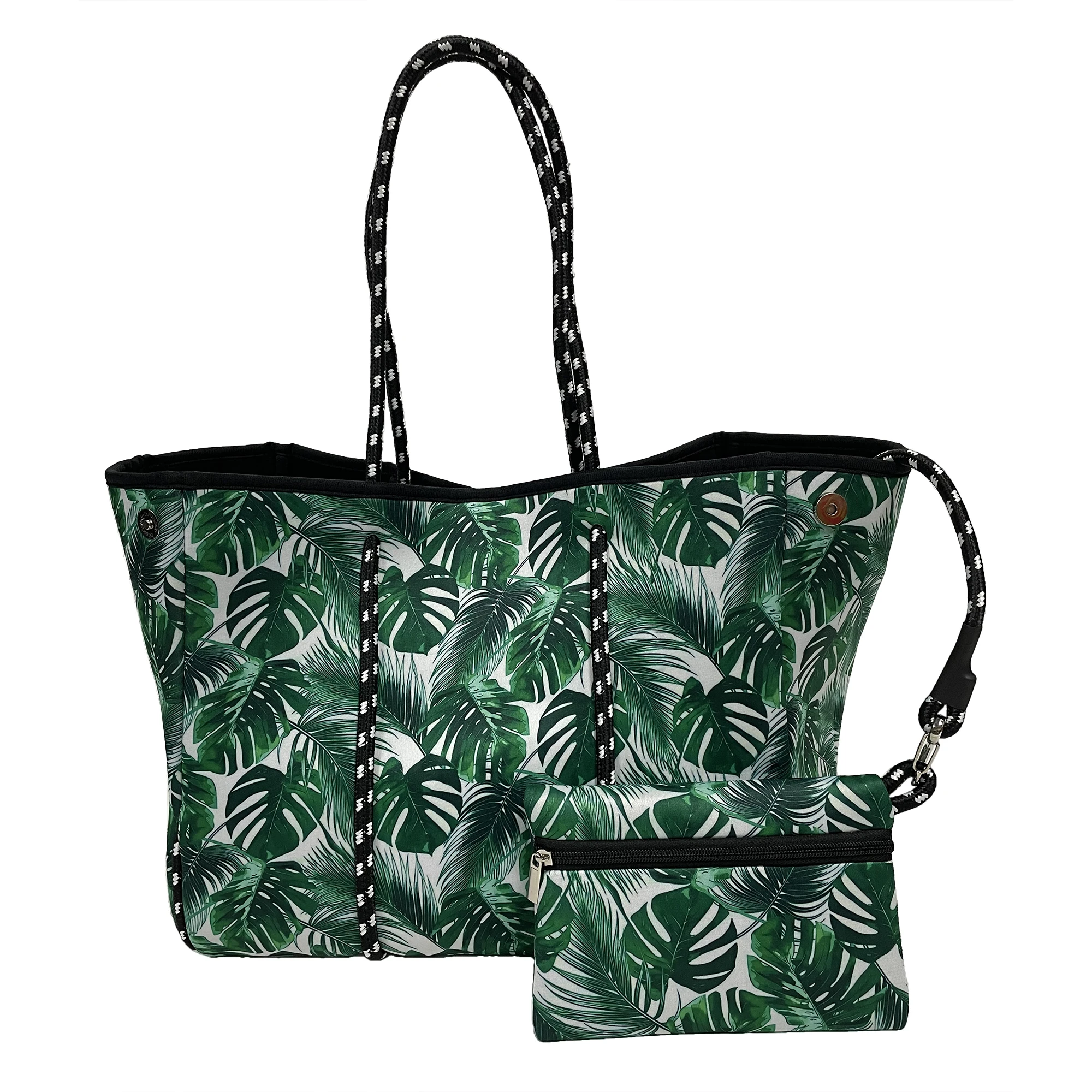 Large Capacity Neoprene Tote Bags With Purse Leopard Colorful Prene Totes Overnight Bag For Lady Summer Beach Swimming  Handbag