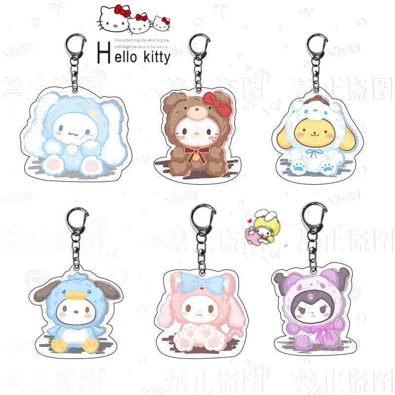 

Мультяшный акриловый брелок Hellokitty, аниме Mymelody Kuromi Cinnamoroll полакко, школьная сумка, подвеска для автомобиля, аксессуары, милый подарок для девочки