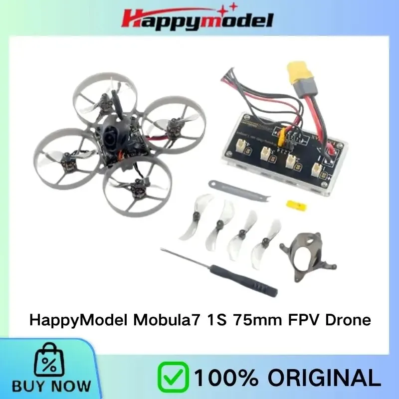 Фото Дрон HappyModel Mobula7 1S 75 мм для FPV с интегрированным полетным контроллером 5-в-1 AIO FC, ELRS 2.4G, 12A ESC, VTX 400 мВт и Runcam Nano 3 24 г, сверхлегкий №2