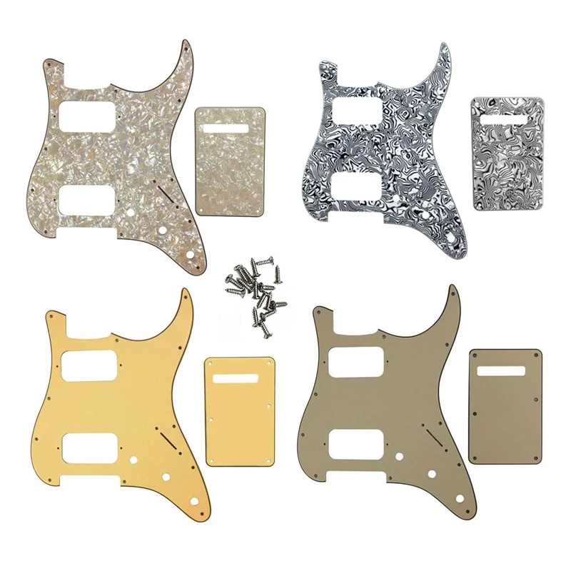 

Pleroo Custom Guitar Parts - For US 11 Screw Hole Standard Strat ST HH Humbucker Guitar Pickguard & Back Plate Scratch Plate