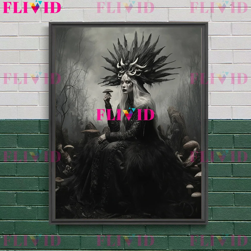 

Шаманская ведьма в лесу, готическая картина на холсте