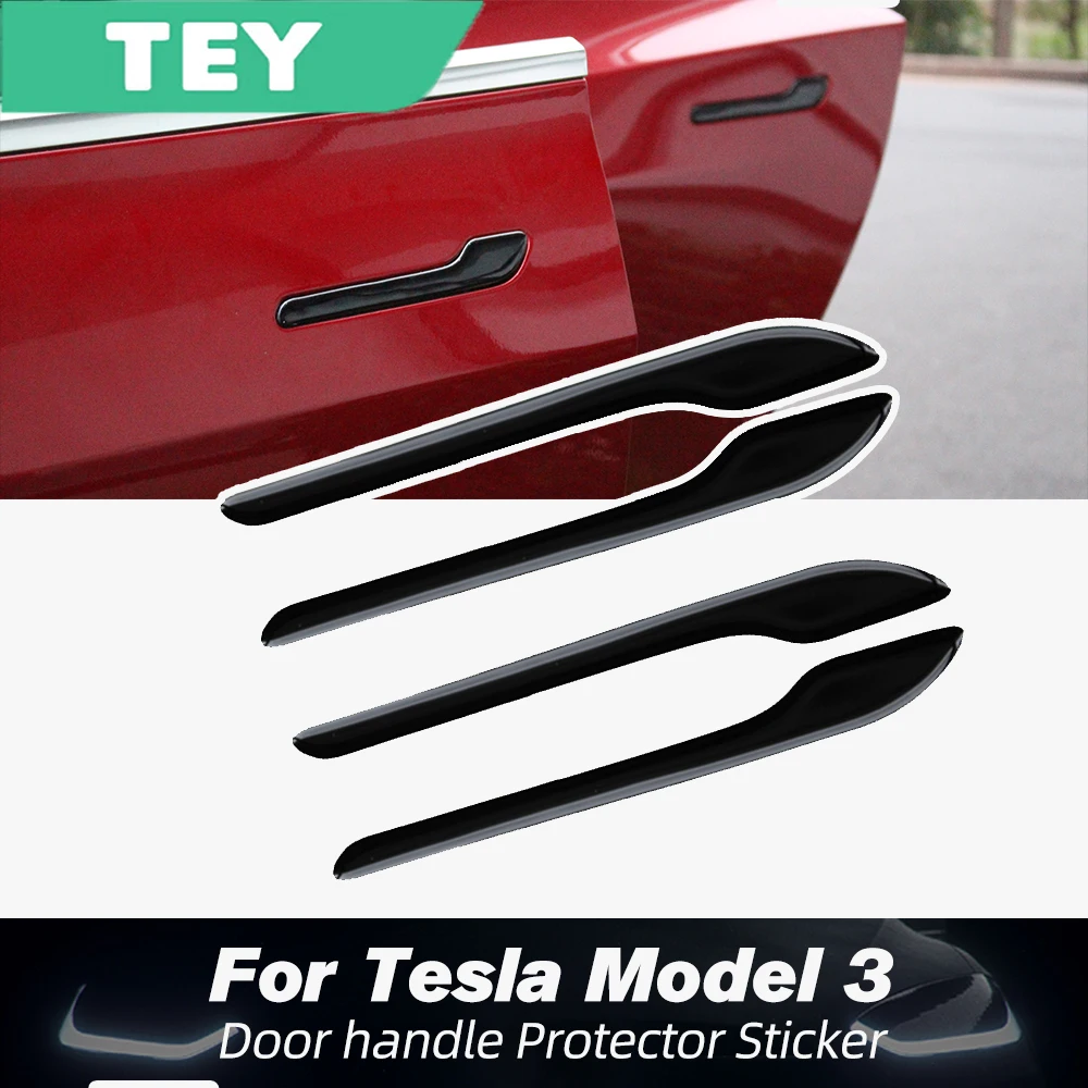 

TEY 4PCS/Set For Tesla Model 3 Model Y Glue door handle Protector Sticker Waterproof Door Handle Wrap Cover For Tesla Model 3 Y