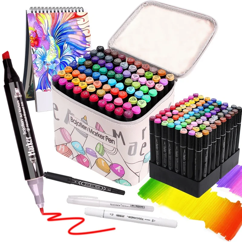 

40/60/80 Colored Marker Colors Marker Set, Twin Tip Highlighter Graffiti Pens for Sketch Marker Pens Set With Art Pencil Case