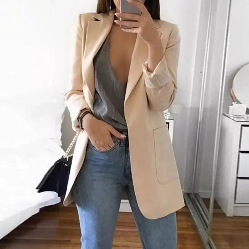 

Women Blazer Casual Long Sleeve Slim Jackets Blazers Open Front Office Lady Suit Jacket OL Lapel Coat Cardigan Formal Blazers