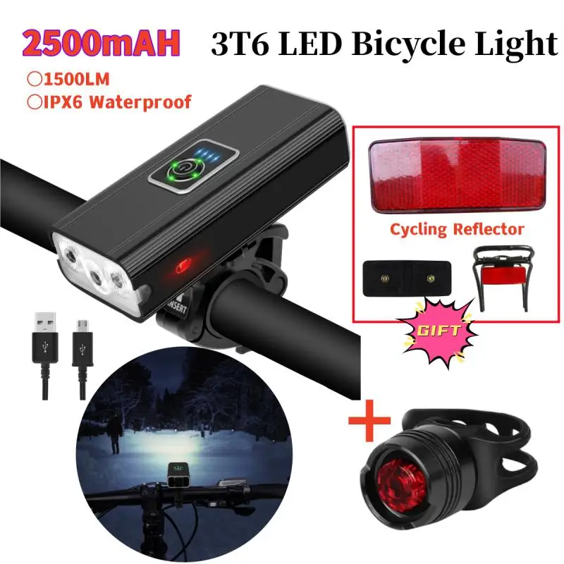 

New LED Bicycle Light Front 4800mAh USB Rechargeable MTB Bike Lamp 1500 Lumen Bike Headlight Cycling Flashlight Bike Accessories