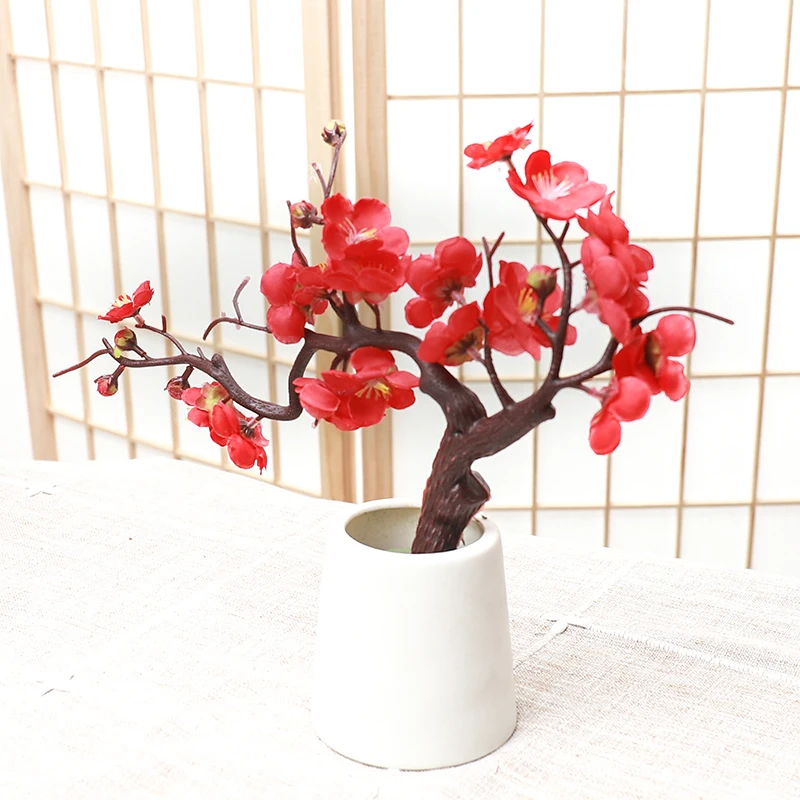 Шелковая Красная Слива Искусственные Цветы Ветки Декор Для Дома И Офиса