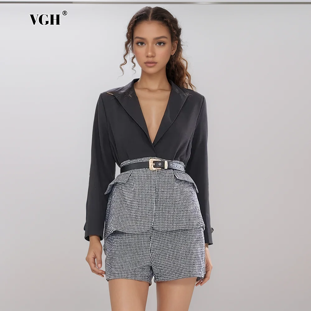 VGH повседневный комплект из двух предметов для женщин с зубчатым воротником и