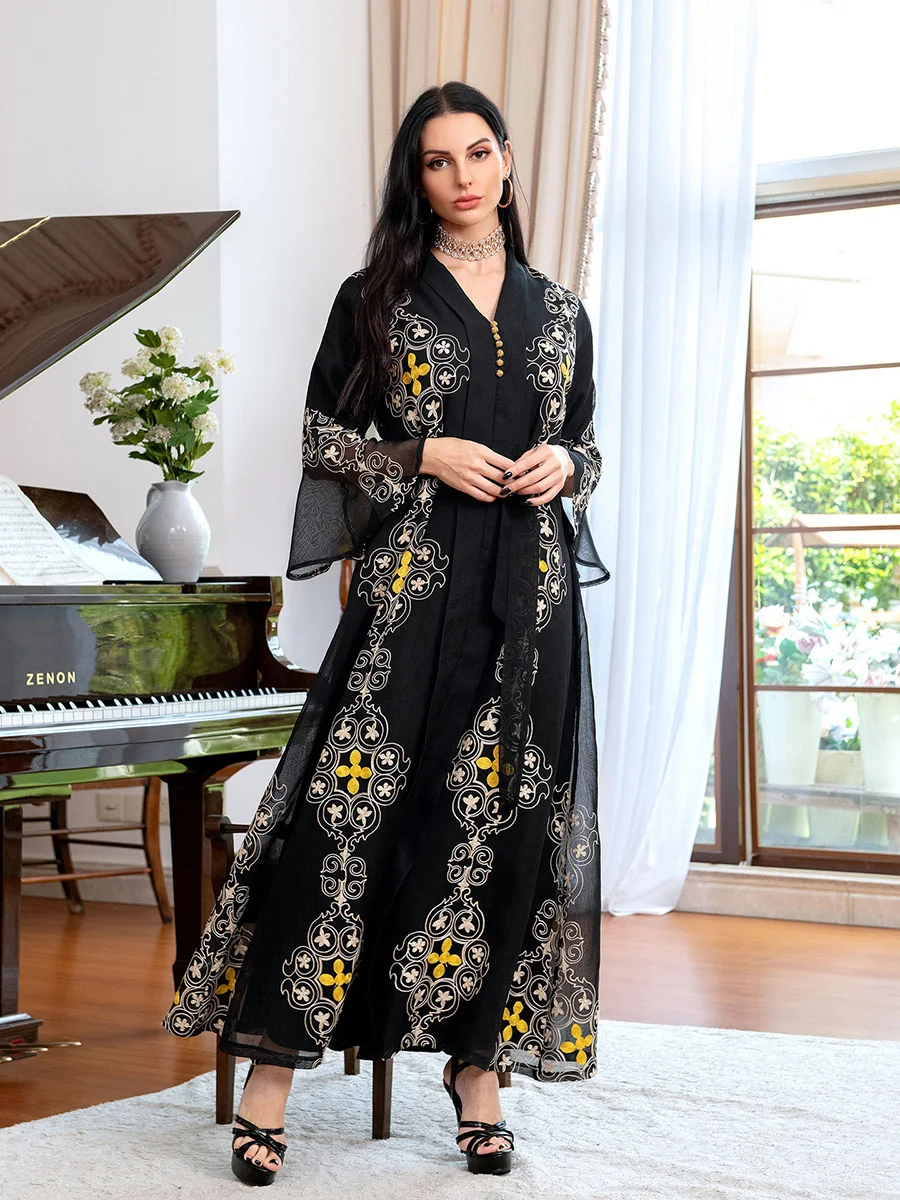 

Abayas for Women Dubai Turkish Mesh Bangladesh Embroidery Dresses Muslim Fashion Kaftan Kimono Eid Mubarak Islamic Clothing Robe