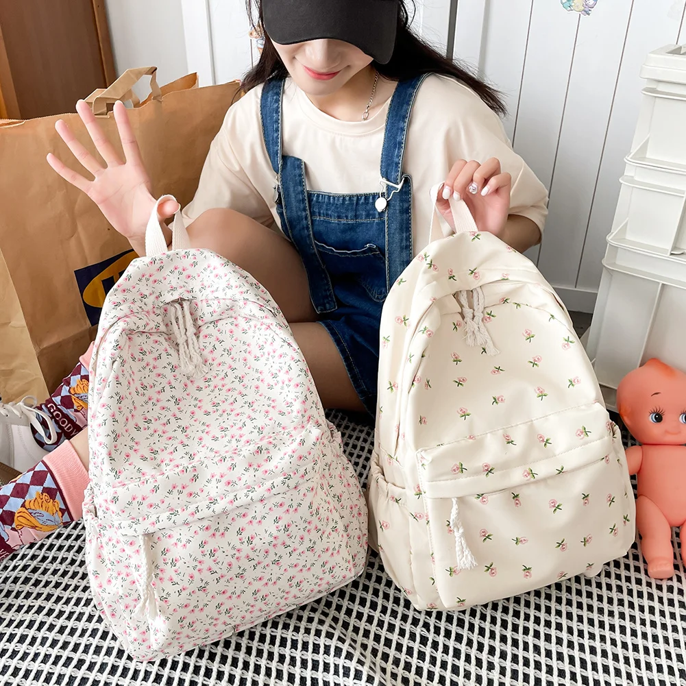 

Fashion Printed Backpack for Women Travel Shopping Large Capacity Nylon Knapsack Students Girls Shoulder School Bag