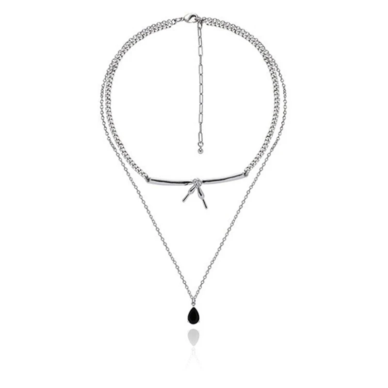Цепочка с подвеской в виде капли воды серебристого цвета