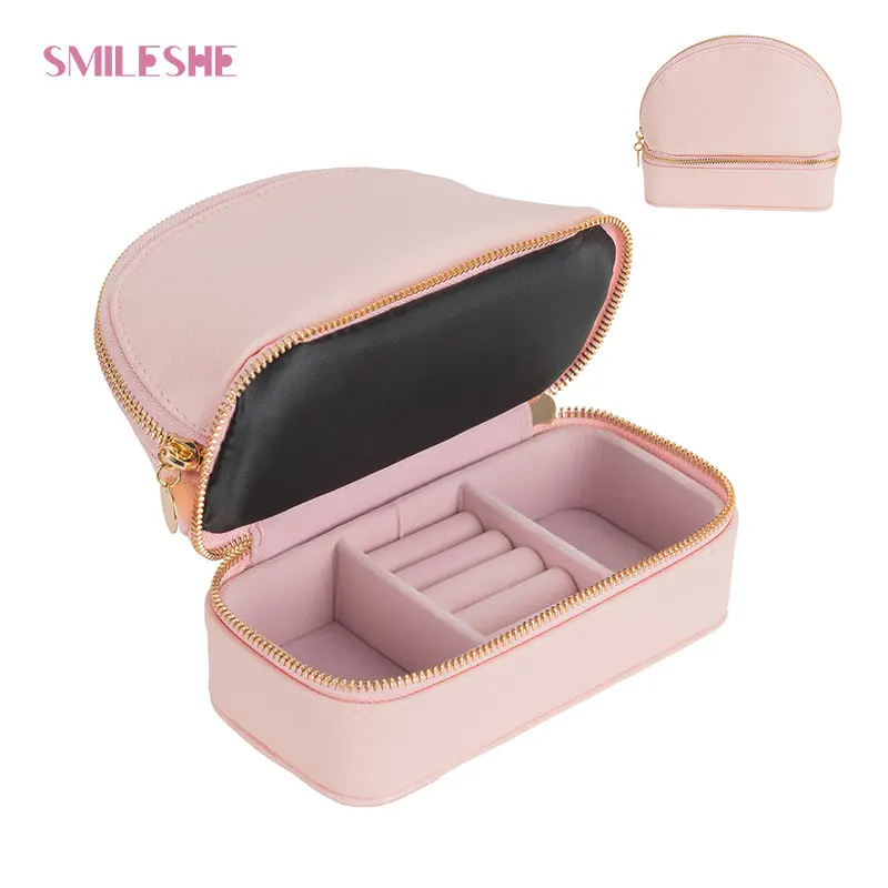 

Smileshe дорожная коробочка для украшений косметическая сумка для хранения косметических инструментов, органайзер для сережек, ожерелий, колец, чехол для переноски для женщин 2022