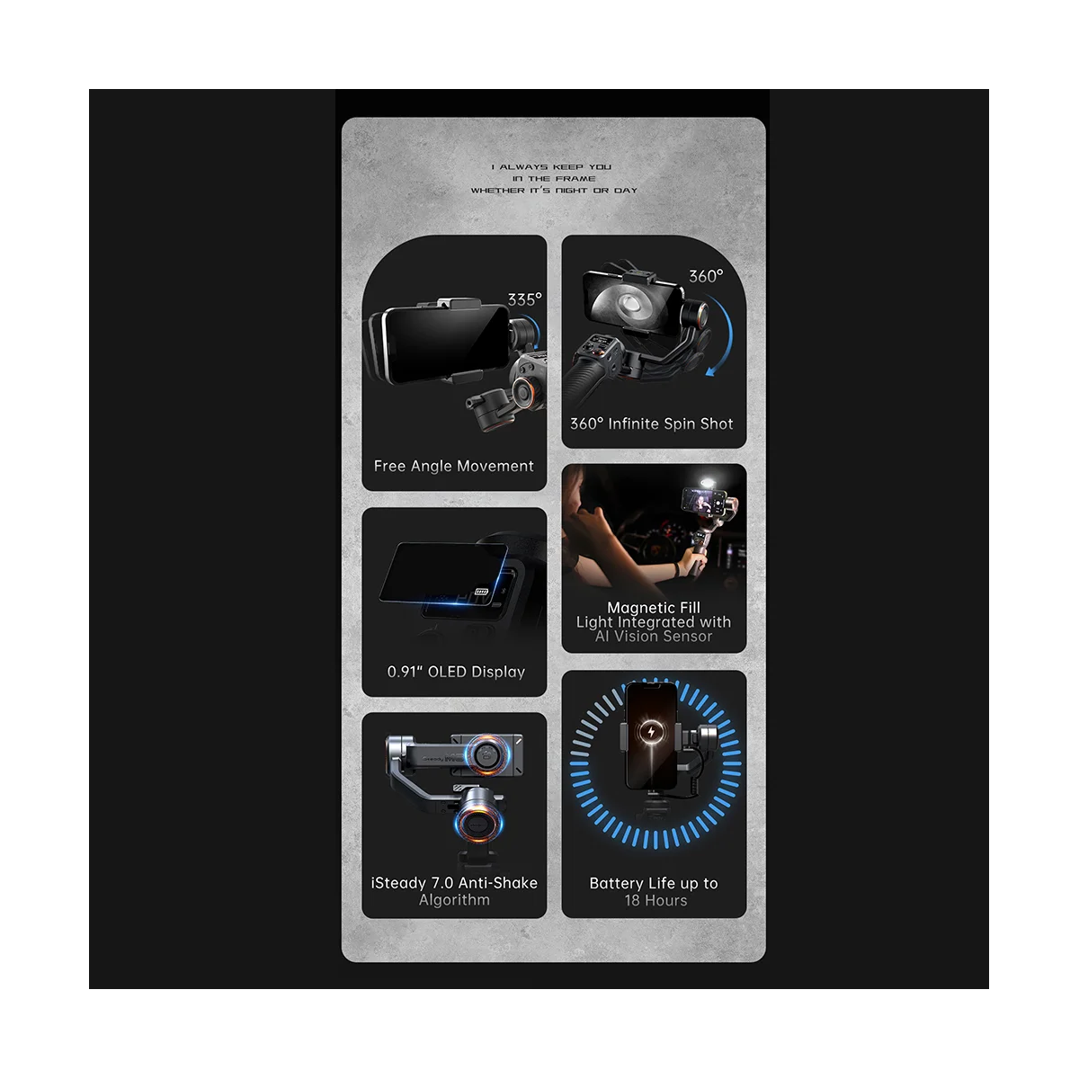 Ручной Стабилизатор Hohem ISteady M6 штатив для селфи с магнитной подсветкой