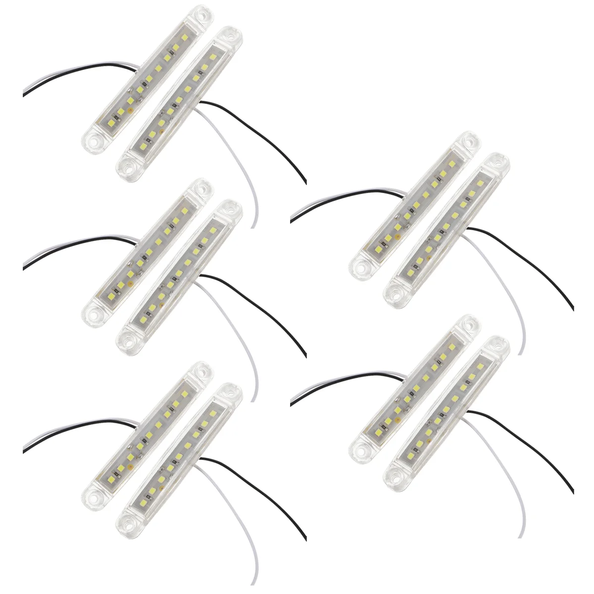 

10 Pcs Led Trailer Marker Lights Boat Side Lights Truck Turn Signal 10X1cm White Plastic