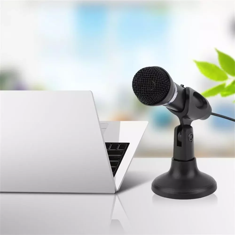 

Computer Notebook Desktop Microphone KTV-307 Wire Karaoke Handheld Microphone 3.5mm Mic With Base For Singing Recording Hot Sale