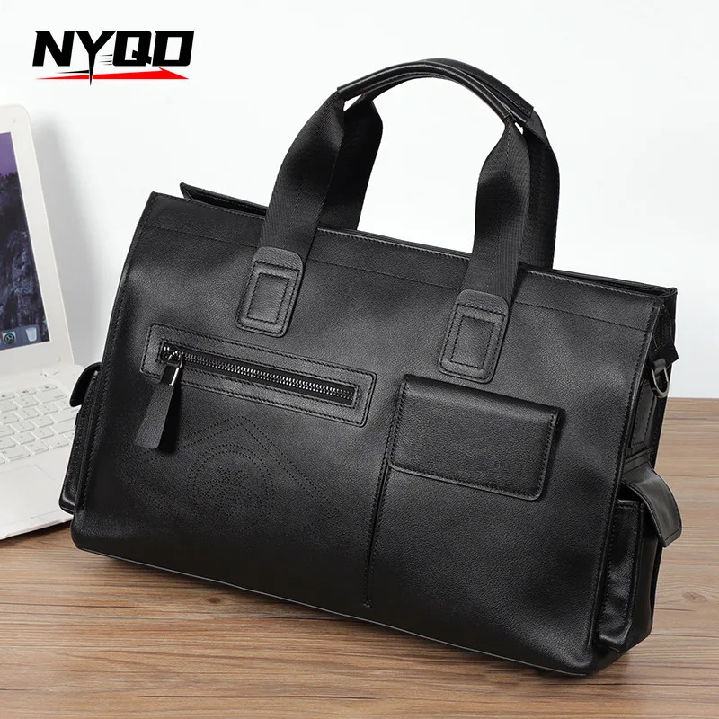 Мужской портфель большой емкости из натуральной кожи сумка для ноутбука дизайн