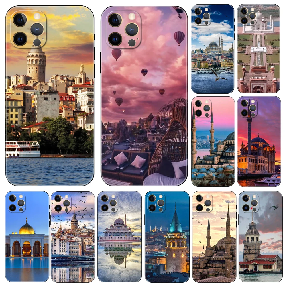 

Turkey Istanbul Sceneary Building phone case for iphone 14 2020se 6 6s 7 8 plus x 10 XR XS 11 12 13 mini pro MAX black tpu back