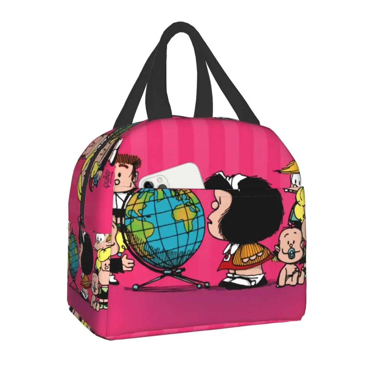 

Custom Mafalda And Her Friends Lunch Bag Women Warm Cooler Insulated Lunch Box for Children School