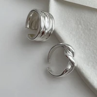 fashion simple silver color twist rings for women hip hop retro geometric wide brimmed open index finger ring goth jewelry gift
