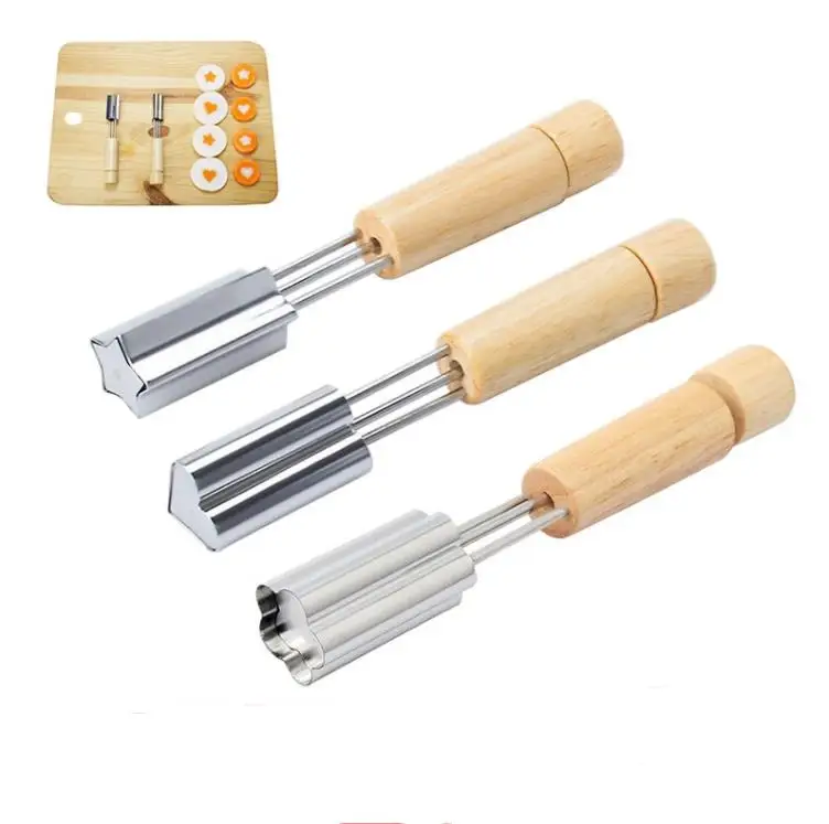 

Stainless Steel Cookie Cutter Mold with Wood Handle Fondant Stamp Biscuit Fruit Vegetable Embossing Mold Decorative Tools SN2363