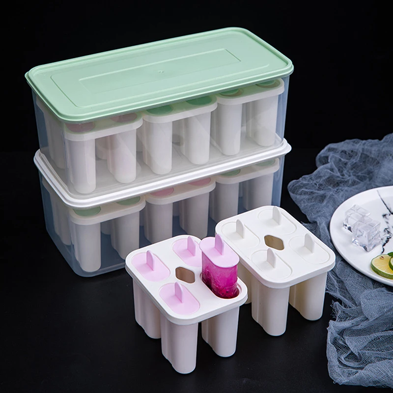 

Household Creative 12 Cell DIY Ice Cream Molds Box Popsicle Maker Homemade Freezer Ice Lolly Mould