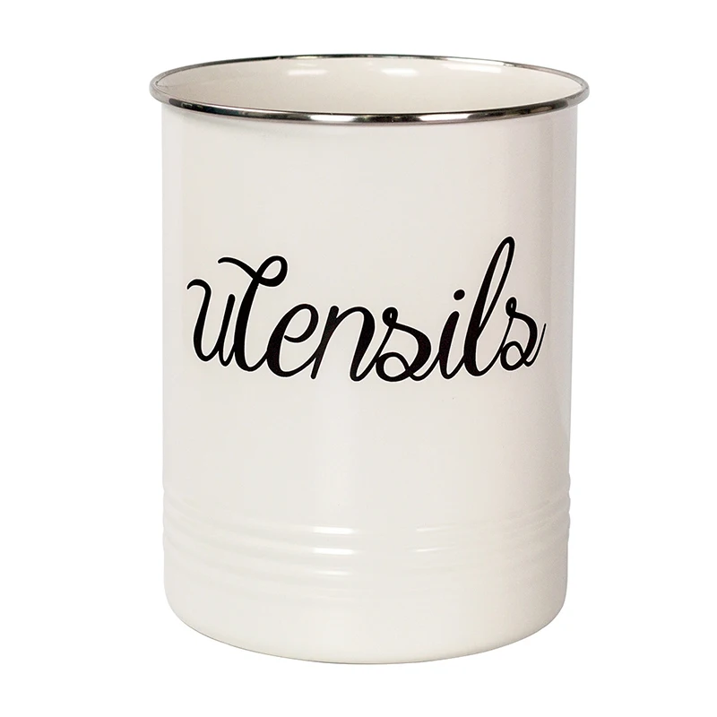 

Kitchen Cooking Utensil Holders Kitchenware Flatware Organizer Farmhouse Decor Utensils Caddy-White