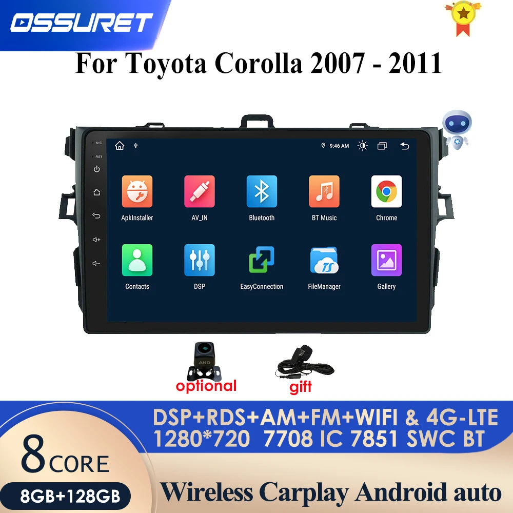 

Автомагнитола 2 din android 10, мультимедийный плеер для Toyota Corolla 2007, 2008, 2009, 2010, 2011, 2 din, GPS-навигация, головное устройство Cam-in PC