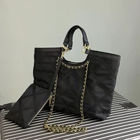 fashion lingge large tote bag designer nylon chains women hanbags luxury shoulder crossbody bags simple big shopper purses 2022