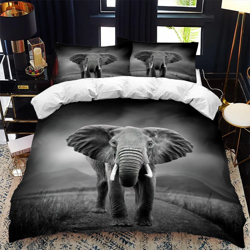 

Cartoon Animal Wild Elephant Kids Quilt Durex Full Twin King Size3Pcs Duvet Cover Bedding Linen Set Bedspread200x200 240x220