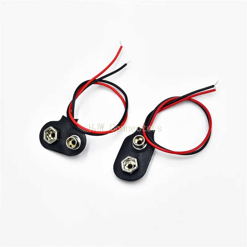

10PCS 10cm 15cm Black Red Cable Connection 9V Battery Clips Connector Buckle
