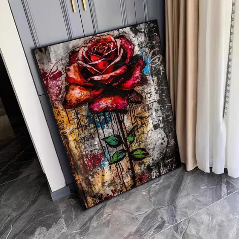 Красная Роза Домашний Декор Холст Картина Граффити Настенное Искусство
