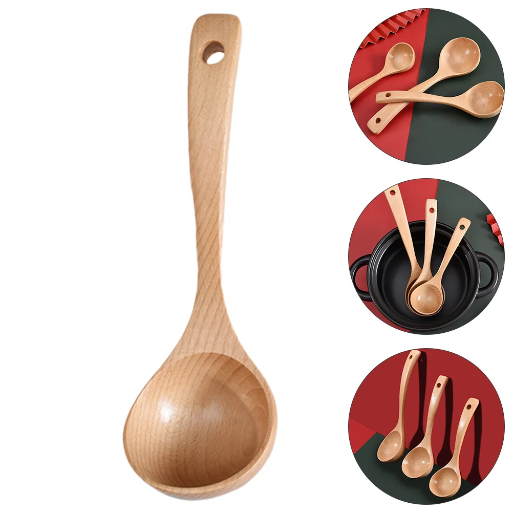 

Ladle Spoon Wood Soup Wooden Spoons Kitchen Scoop Water Utensil Sauce Riceladles Cooking Serving Gravy Dressing Chili Porridge