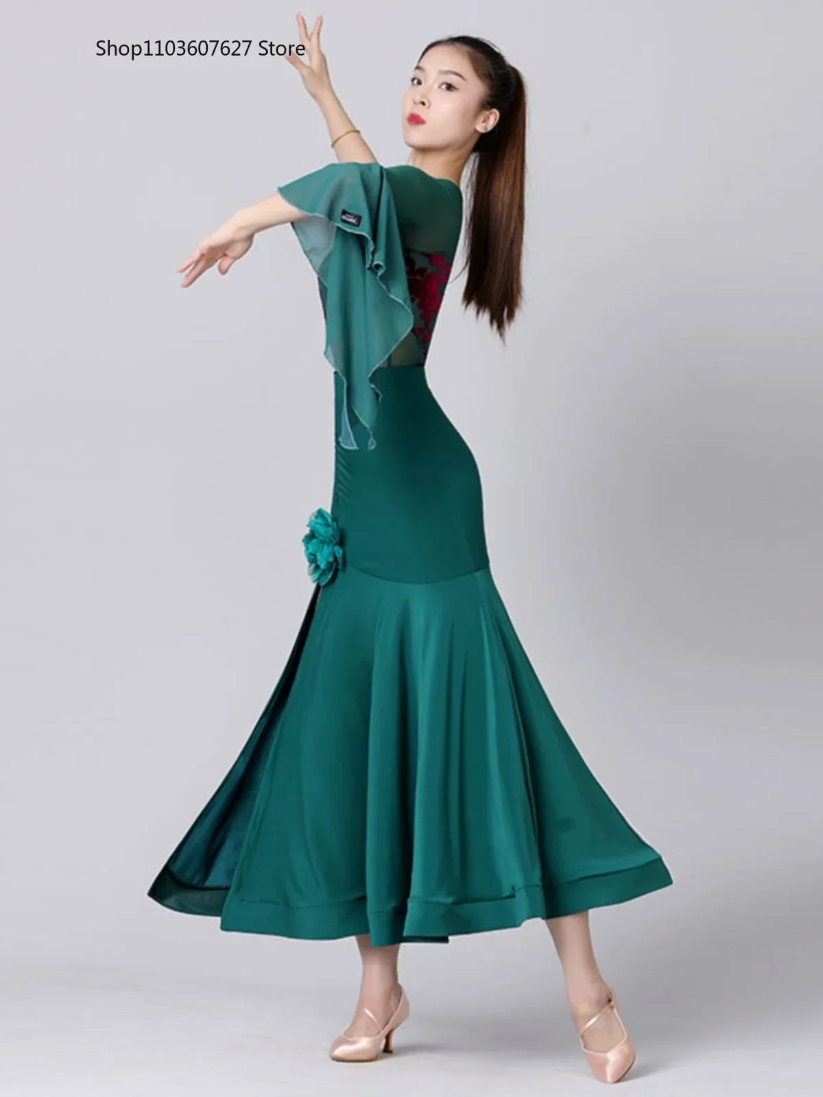 Новая длинная юбка для бальных танцев современные танцы новый женский зеленый