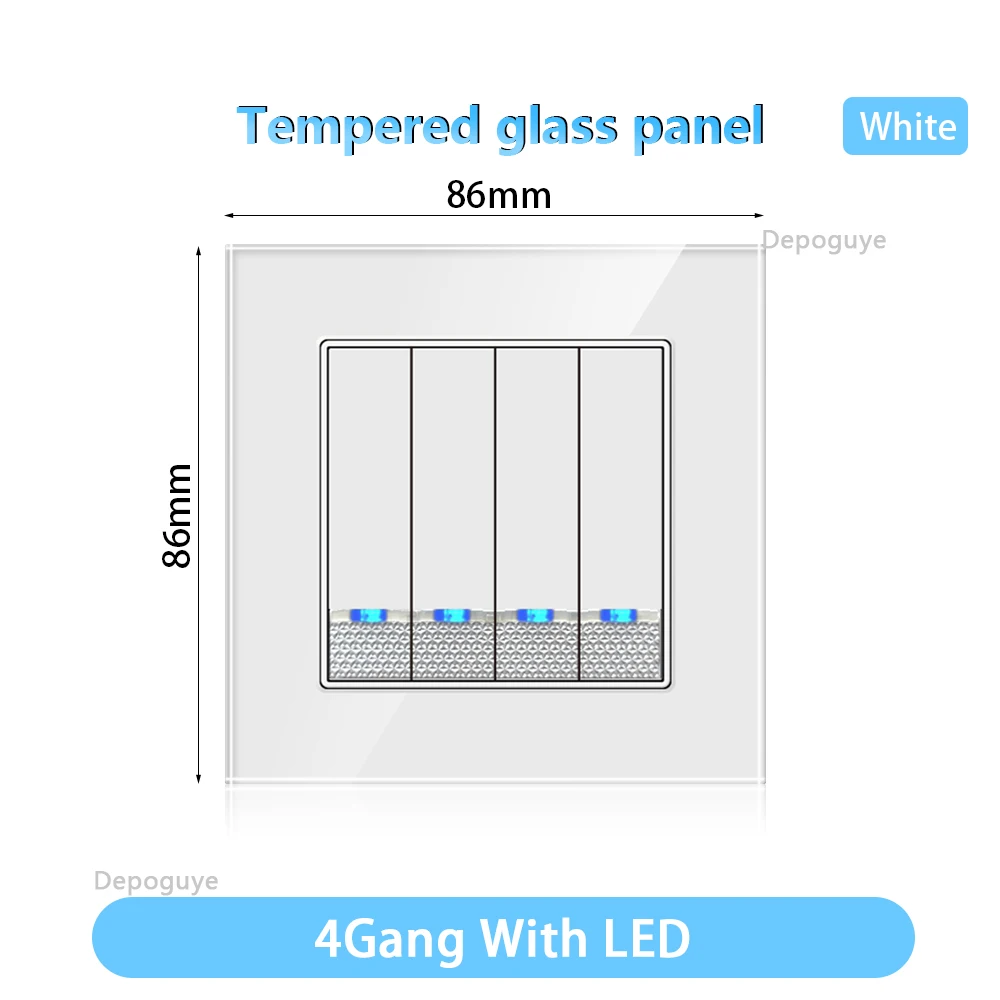 

Настенный выключатель Depo Guye из акрила 1/2/3/4 Gang 1/2 Way 16A 220V