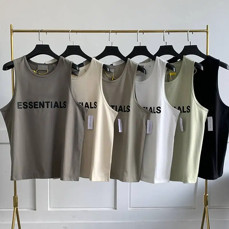 

Essentials Men's Oversized T-shirt Vest 100% Cotton Chest Letters Women's Loose T-shirt Fashion Brand Men's Basketball Vest