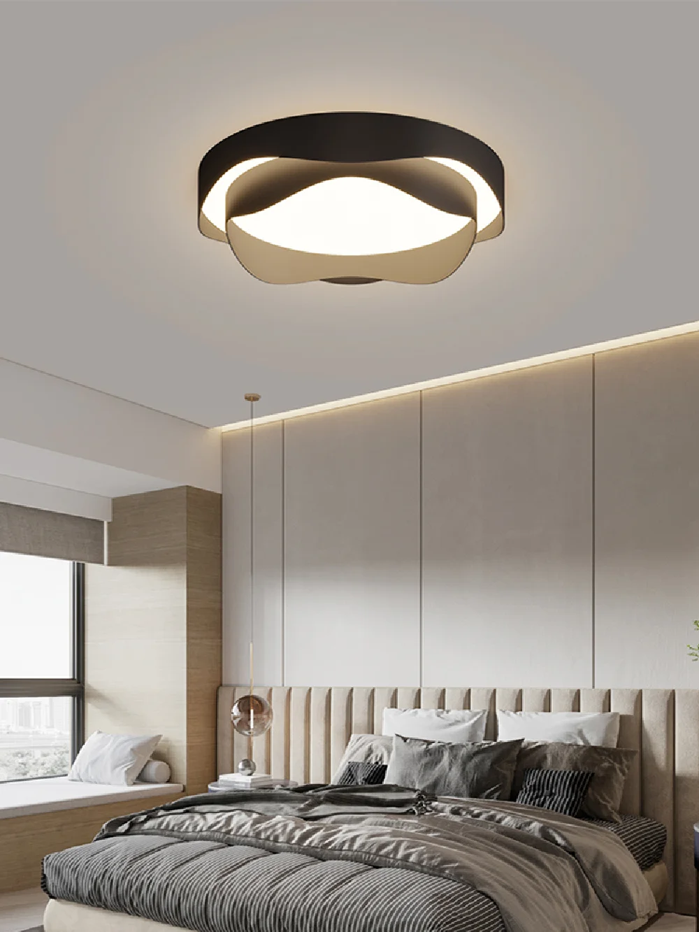 

White Black Post Modern LED Ceiling Light Lustre Light Fixture 40 50 CM Lamparas De Techo Home Decor Ceiling Lamps Bedroom