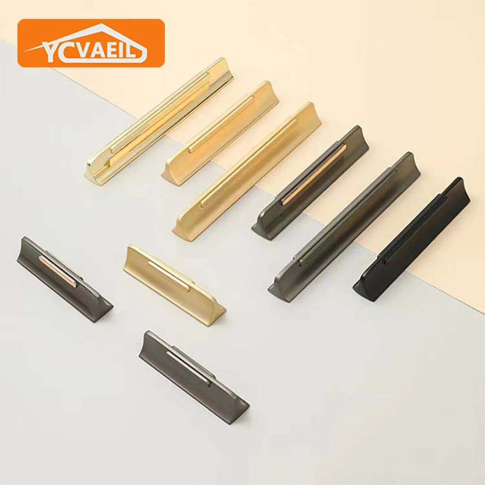 

Black Gold Door Handle 64-192mm Cabinets Pulls Wardrobe Cupboard Drawer Dresser Door Knobs Furniture Hardware Zinc Alloy Handles