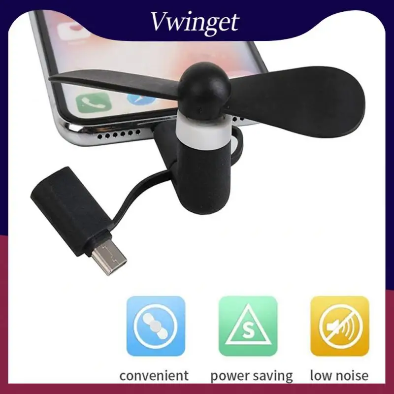 

Flexible 3-in-1 Electric Phone Fan Micro Usb Type-c Plug Mobile Phone Cooler Portable Mobile Phone Mini Fan Creative Removable