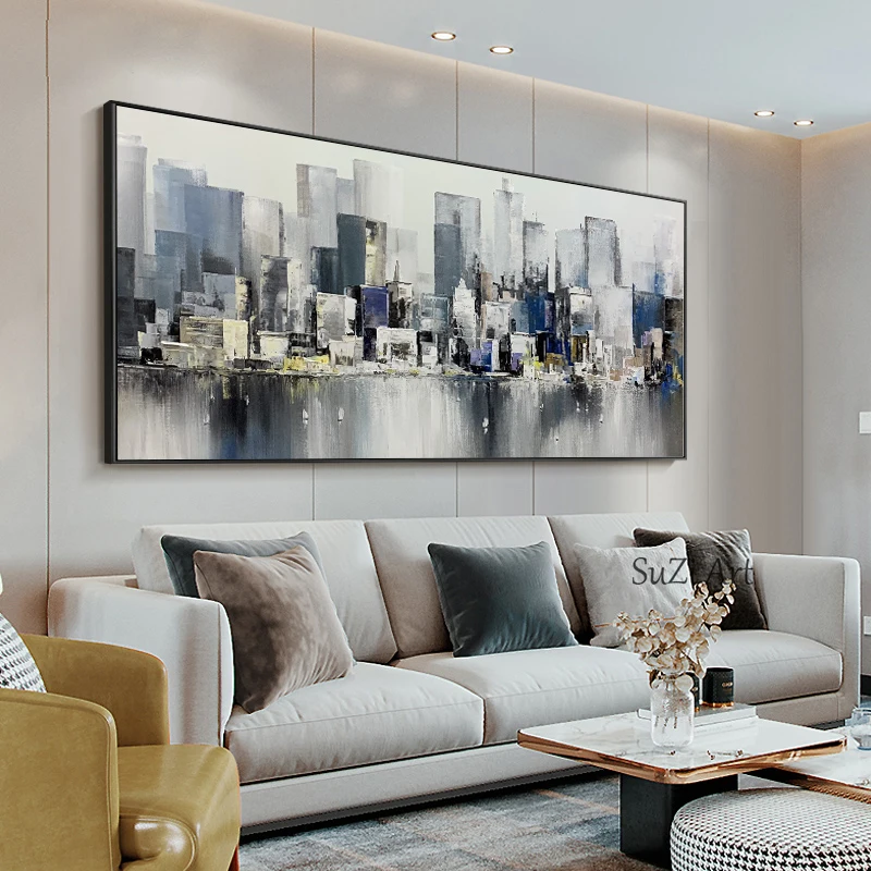 

Масляная живопись ручной росписи, городской пейзаж, современное настенное искусство, Северная Европа, декоративное крыльцо, большая роспис...