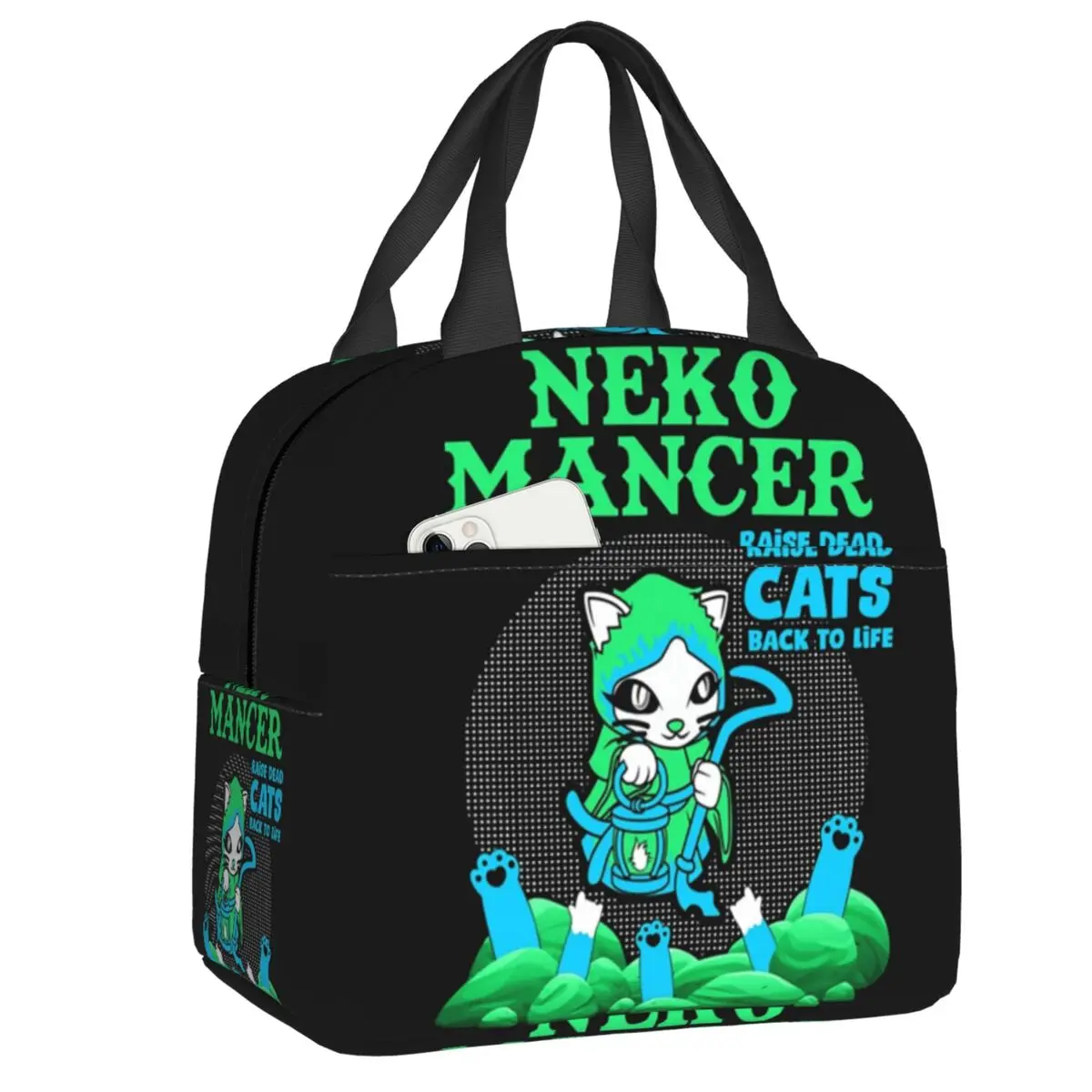 

Перезаряжаемый Ланч-бокс Neko Mancer Nekomanger с кошками, Женский герметичный японский Готический термоохладитель с узором ведьмы, сумка для ланча